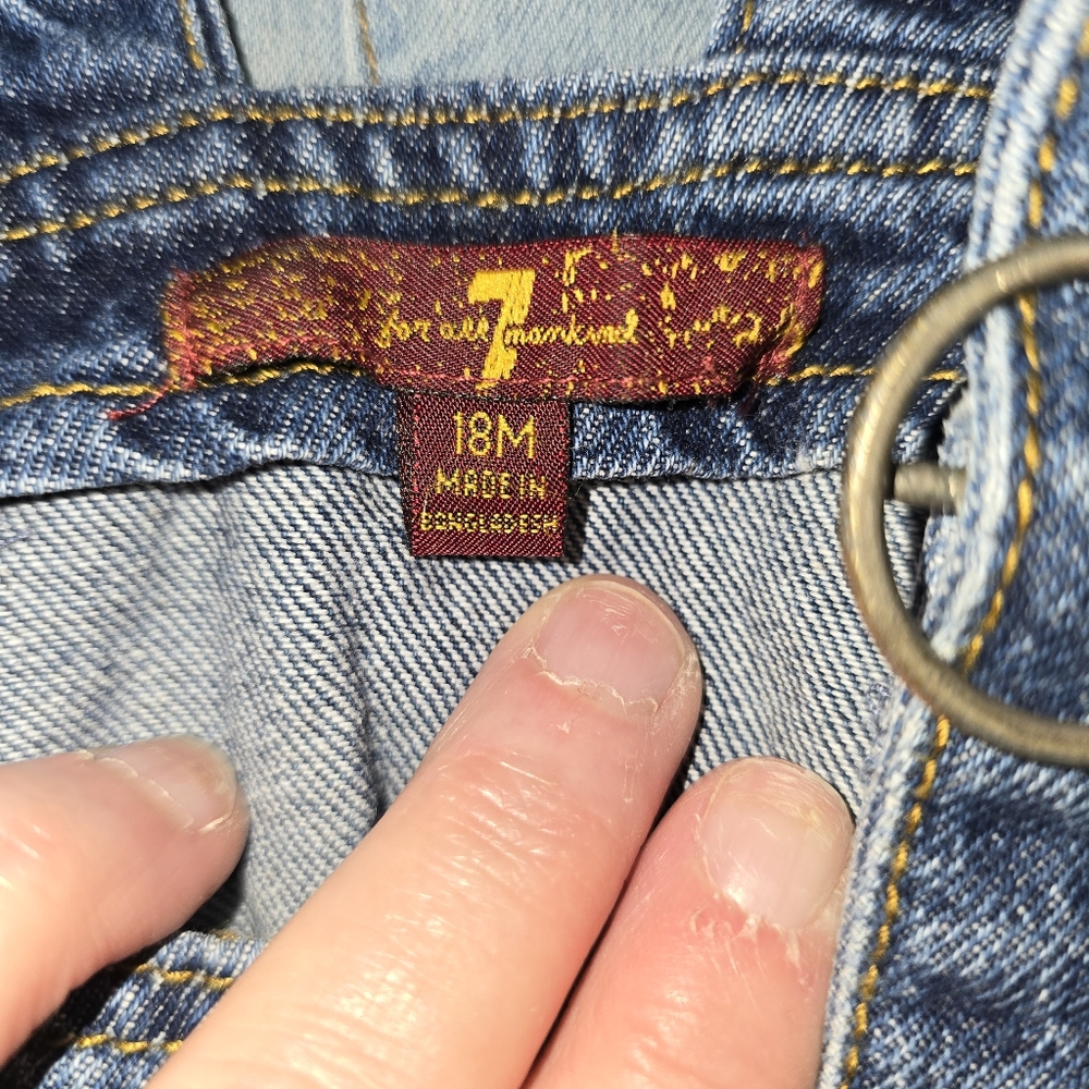 Denim Blue and White Girls Jumper Dress 7‎ For All Mankind 18mos - Picture 8 of 8